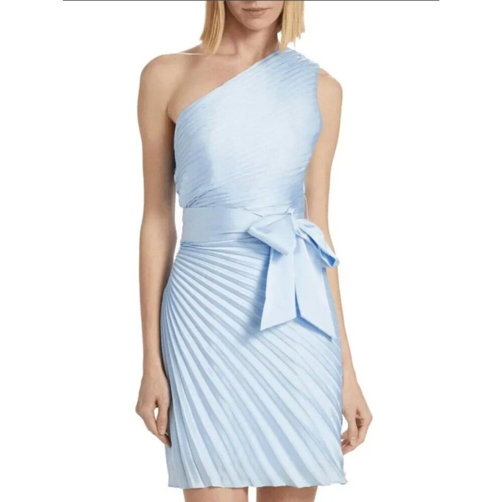 Milly | Estie Satin Pleated One-Shoulder Minidress